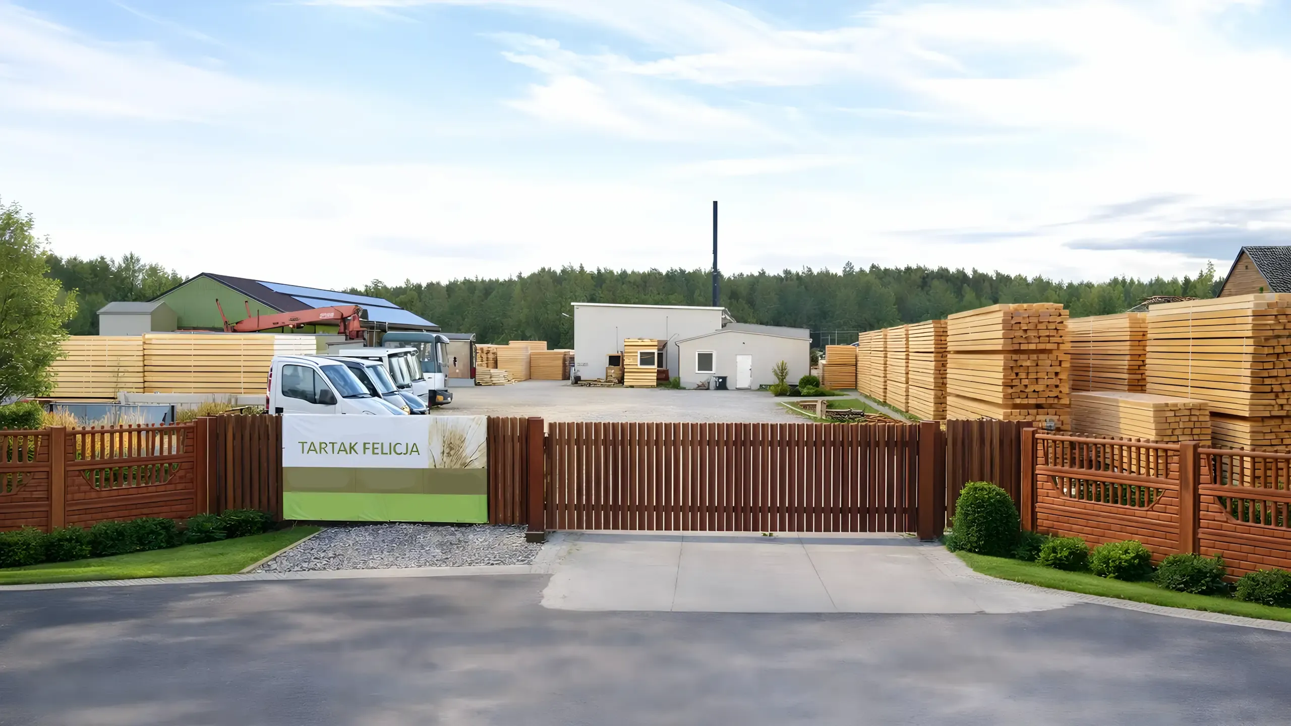 Wnętrze nowoczesnego tartaku z przygotowaną więźbą dachową